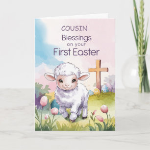 Carte Cousin personnalisé Premier Pâques religieux de bé