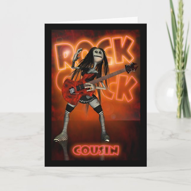 Carte Cousin Rock Chick Birthday Card Moony Roll doll r (Devant)