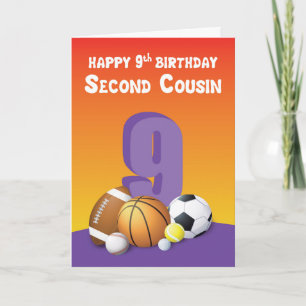 Carte Cousine au second degré Fille 9e anniversaire Ball