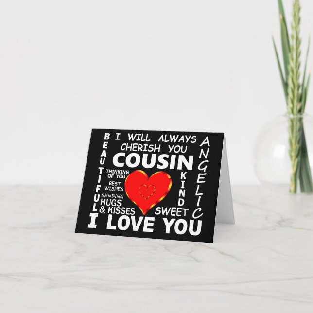 Carte Cousine je t'aime (Devant)