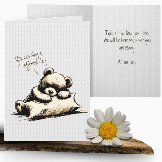 Carte Coussin Ourson Mignon pour Apaiser la Tristesse (Créateur téléchargé)