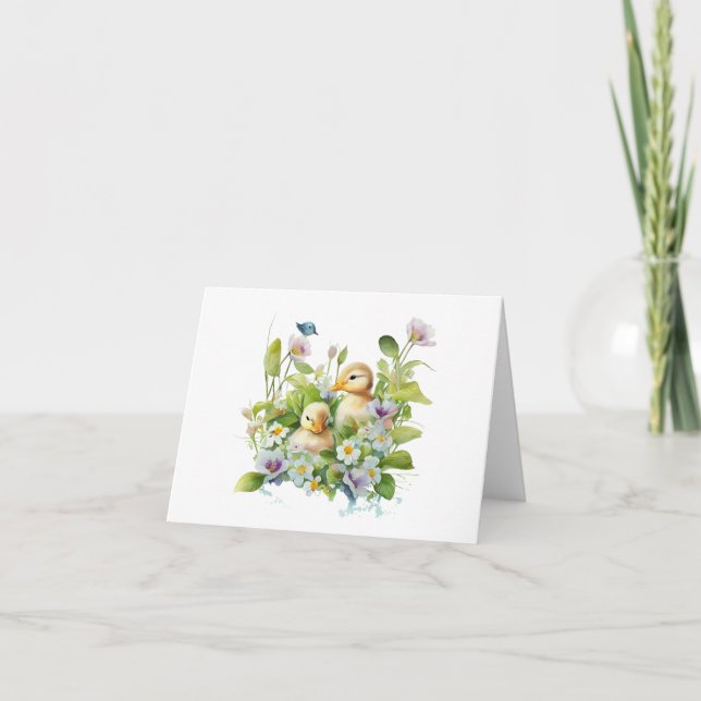 Carte Couteaux Jaunes mignons en Fleurs BLANC (Devant)