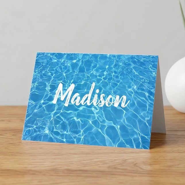 Carte Coutume bleue de l'eau de piscine de cool (Personalized swimming pool greeting card for swimmers, swim coaches or pool professionals.)