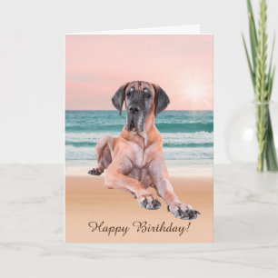 Carte Coutume Grand Chien Danse assis sur la plage