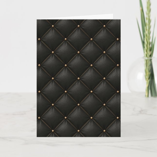 Carte Couverture de cuir noir matelassé avec clous dorés (Devant)