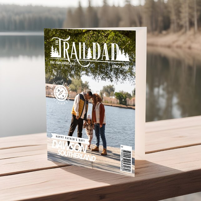 Carte Couverture de magazine de photo en plein air pour  (Fun Father's Day Dad Outdoors Photo Magazine Cover Card)