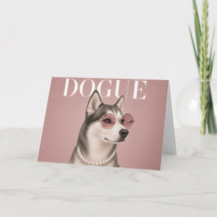 Carte Couverture fille de chien Husky Sibérien rose