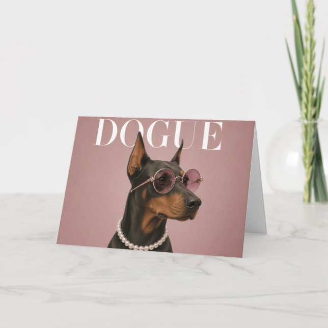 Carte Couverture fille de Doberman rose (Devant)