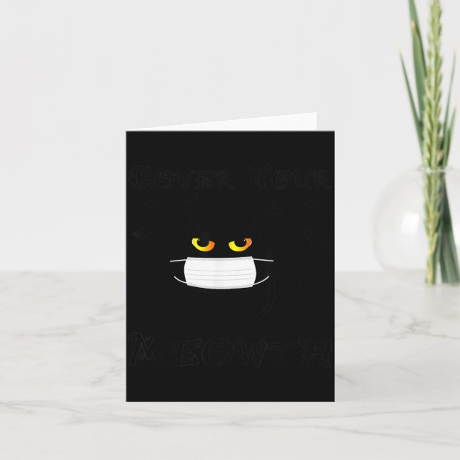 Carte Couvre Meowth Drôle d'Halloween Masque de Chat Noi (Devant)