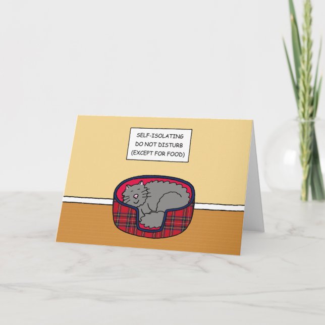 Carte Covid 19 Auto-isolement Cartoon Chat Dormir (Devant)