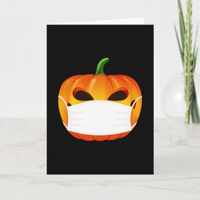 Carte Covid 19 Coronavirus Mask Halloween Pumpkin (Devant)