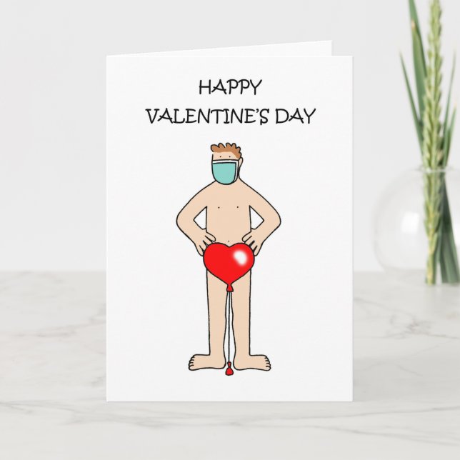 Carte Covid 19 Homme de dessin portant seulement un face (Devant)