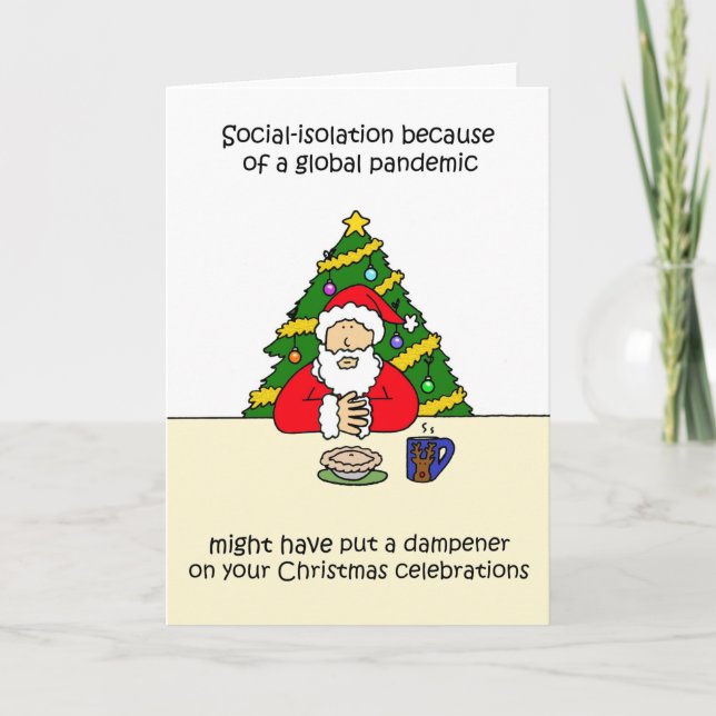 Carte Covid 19 Noël Père Noël Carton de Noël (Devant)