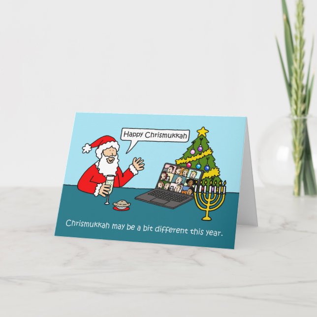 Carte Covid 19 Virtual Chrismukkah Cartoon Humour (Devant)