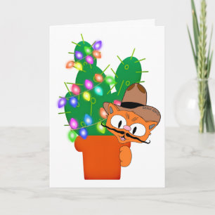Carte Cow-boy Félin Humoristique Noël