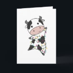 Carte Cow Cheerful Christmas Winter Animals<br><div class="desc">The cow at Christmas with fairy lights. Funny animals with toxits and snow for the holidays. Donc Funny for Christmas in July. Cows are cute animals et perfect pour Christmas.</div>