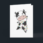 Carte Cow Cheerful Christmas Winter Animals<br><div class="desc">The cow at Christmas with fairy lights. Funny animals with toxits and snow for the holidays. Donc Funny for Christmas in July. Cows are cute animals et perfect pour Christmas.</div>