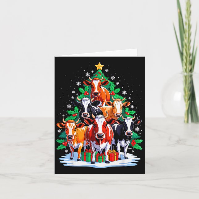 Carte Cow Tree Christmas Cow Lover Xmas Squad Men Women  (Devant)