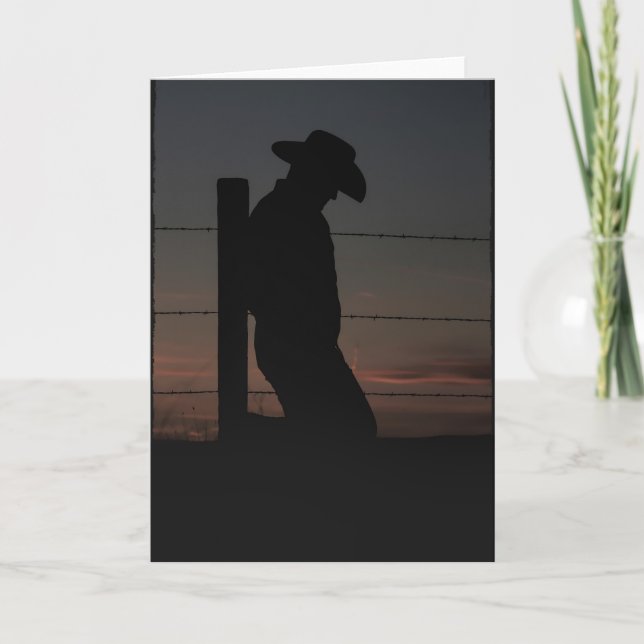 Carte Cowboy au coucher du soleil (Devant)