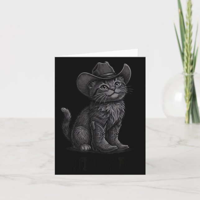 Carte Cowboy Cat Kitty Up Vintage Western Cat  (Devant)