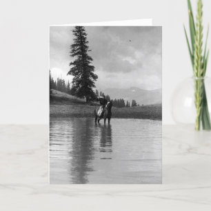 Carte Cowboy dans un étang