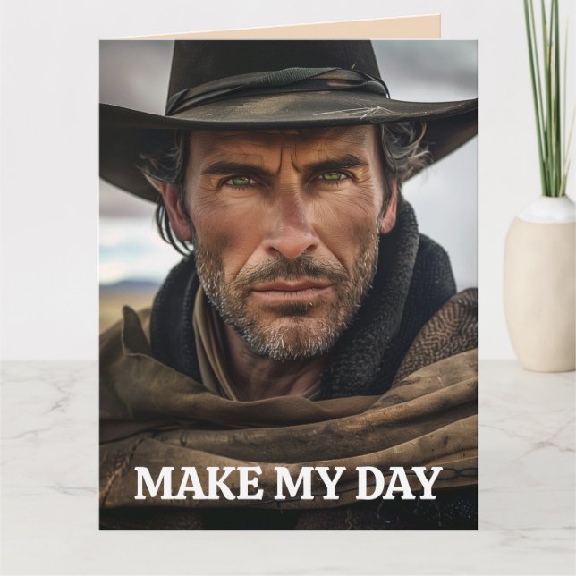 CARTE COWBOY FUNNY BANTHDAY GREETING CARD (Devant)