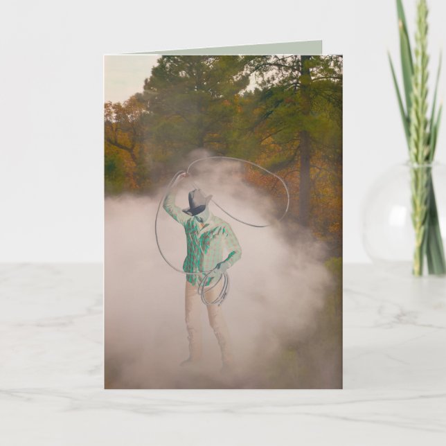 Carte Cowboy man roping stirring up dust out west (Devant)