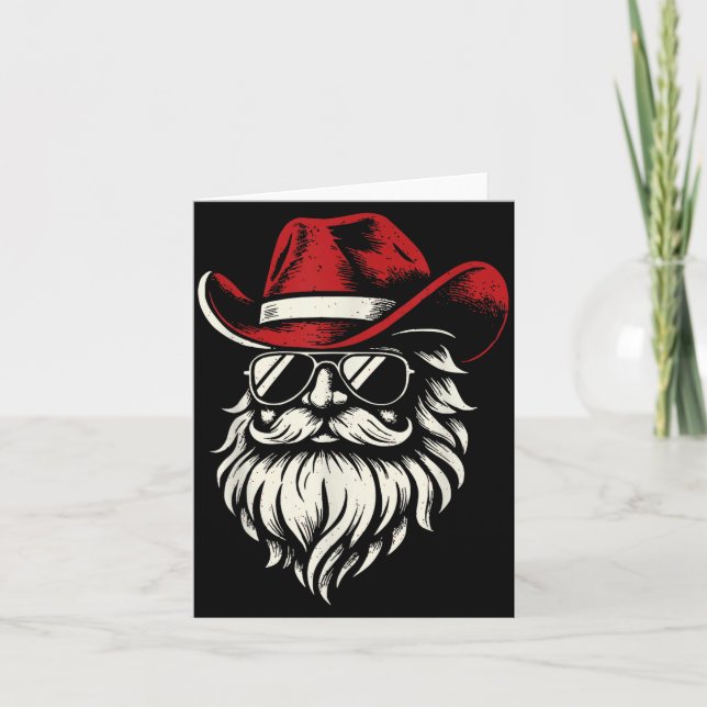 Carte Cowboy Santa Claus Christmas Vintage  (Devant)