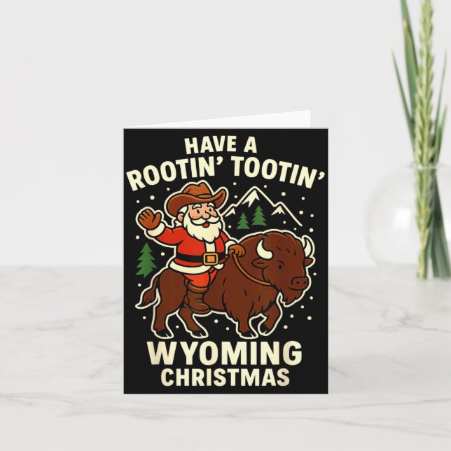 Carte Cowboy Santa Shirt Wyoming Christmas Buffalo Holid (Devant)