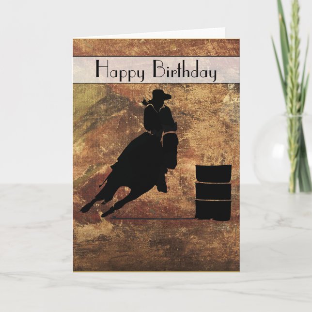 Carte Cowgirl Barrel Racer Joyeux anniversaire (Devant)