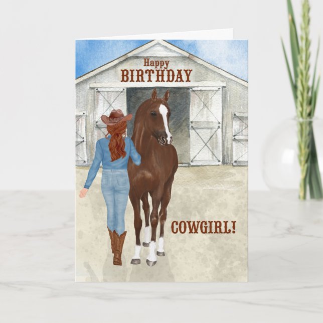 Carte Cowgirl Birthday Pays Western Thème (Devant)