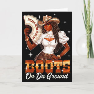 Carte Cowgirl bottes sur le terrain Femmes noires Afriqu