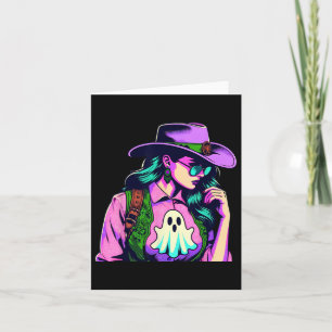 Carte Cowgirl d'Halloween occidentale avec Pop Art de fa