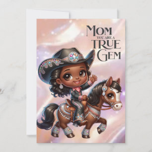 Carte Cowgirl en strass personnalisée pour la fête des m