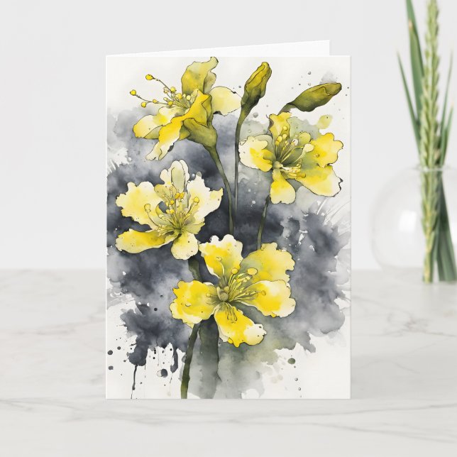 Carte Cowslip - Watercolor flowers (Devant)
