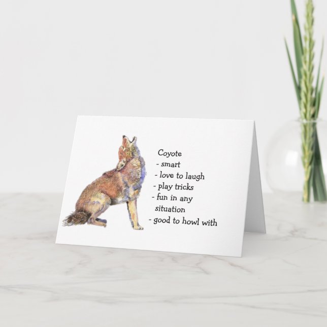 Carte Coyote Totem, Animal Guide Funny Birthday (Devant)