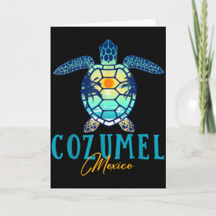 Carte Cozumel Mexique Tortue de mer Palmier Coucher de s