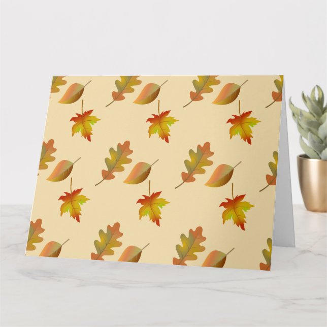 Carte Cozy autumn maple leaves oak leaves (Petite plante)
