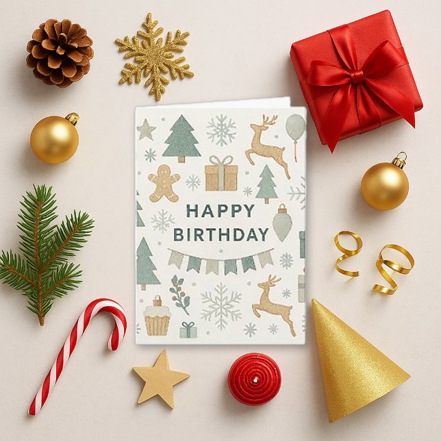 Carte Cozy Holiday Birthday Design (Créateur téléchargé)