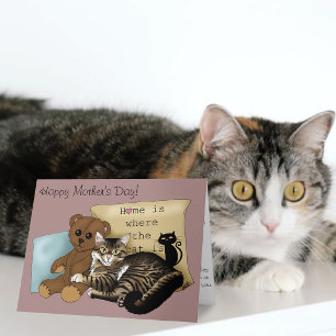 Carte Cozy Tabby Rose Fête des Mères
