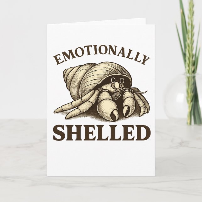 Carte Crabe ermite drôle coquillé émotionnellement (Devant)