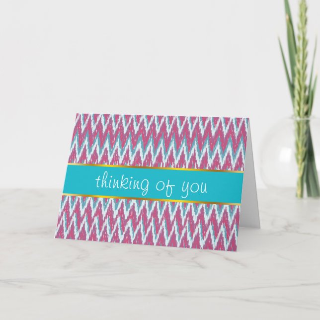 Carte Cranberry et Turquoise Motif iKat ZigZag (Devant)