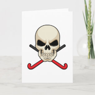Carte Crâne au hockey avec une batte de hockey