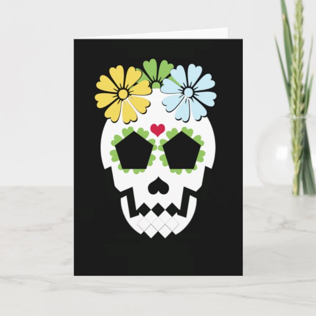 Carte Crâne avec des fleurs (Devant)