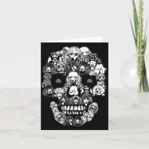 Carte Crâne de caniche drôle Squelette de chien Hallowee