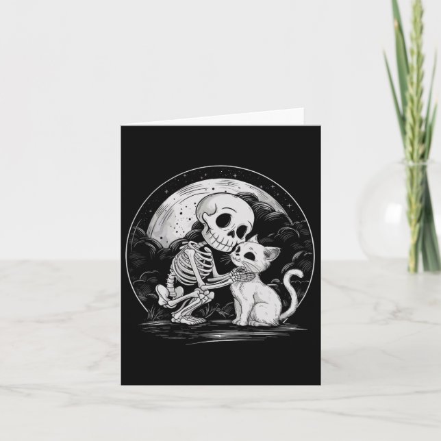 Carte Crâne de Chat Squelette Chaton Mignon Goth Costume (Devant)