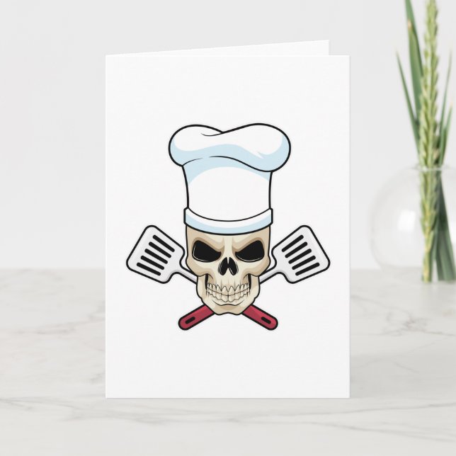 Carte Crâne de cuisinier avec chapeau de cuisine (Devant)