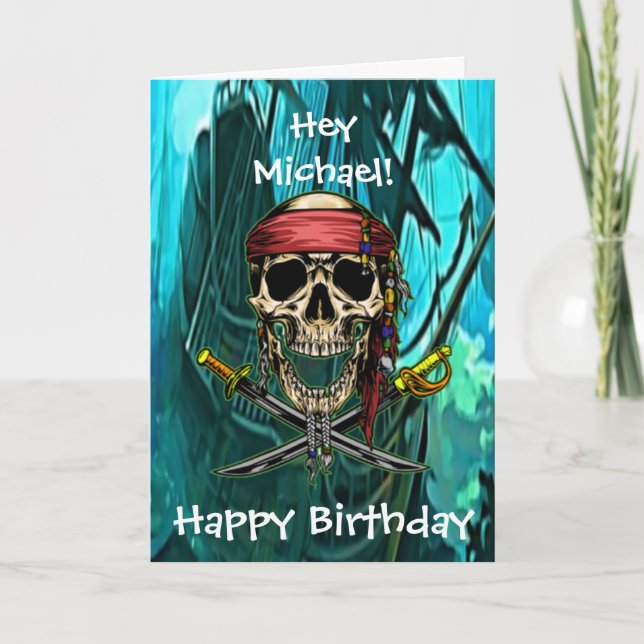 Carte Crâne de Pirate Capitaine Épées Croisées (Devant)