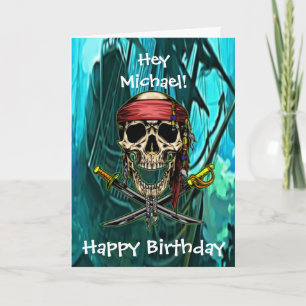 Carte Crâne de Pirate Capitaine Épées Croisées