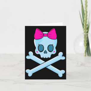 Carte Crâne de pirate Jolly Roger squelette de fille aux